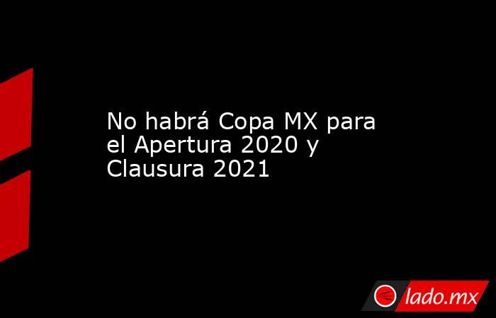 No habrá Copa MX para el Apertura 2020 y Clausura 2021. Noticias en tiempo real