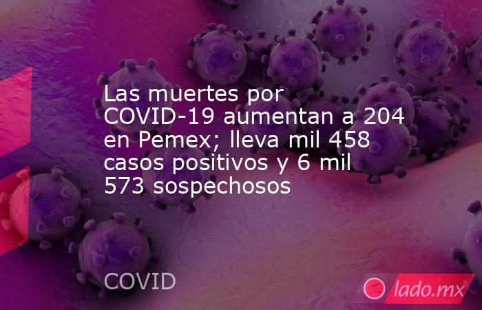 Las muertes por COVID-19 aumentan a 204 en Pemex; lleva mil 458 casos positivos y 6 mil 573 sospechosos. Noticias en tiempo real
