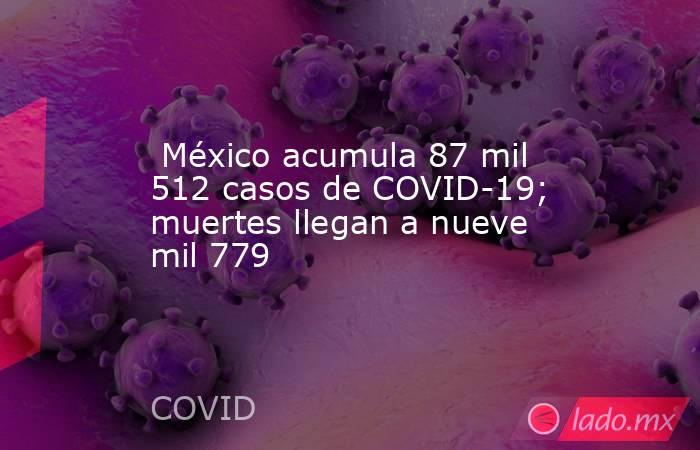  México acumula 87 mil 512 casos de COVID-19; muertes llegan a nueve mil 779. Noticias en tiempo real