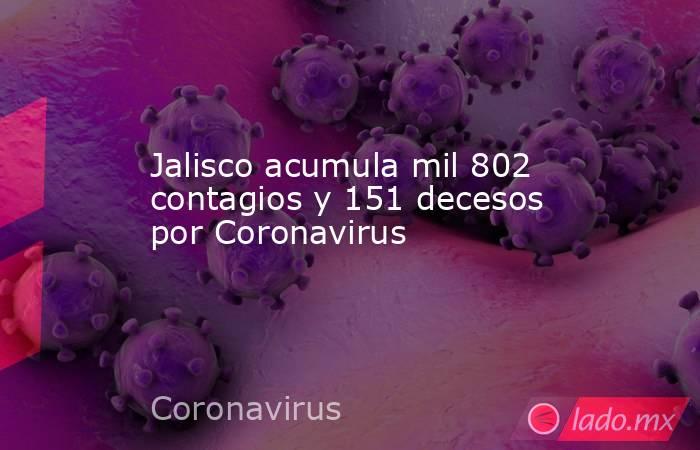 Jalisco acumula mil 802 contagios y 151 decesos por Coronavirus. Noticias en tiempo real