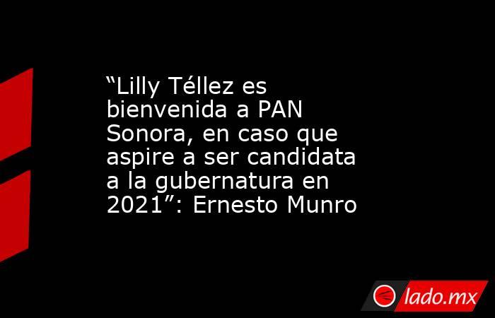 “Lilly Téllez es bienvenida a PAN Sonora, en caso que aspire a ser candidata a la gubernatura en 2021”: Ernesto Munro. Noticias en tiempo real