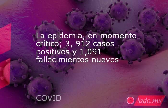 La epidemia, en momento crítico; 3, 912 casos positivos y 1,091 fallecimientos nuevos. Noticias en tiempo real