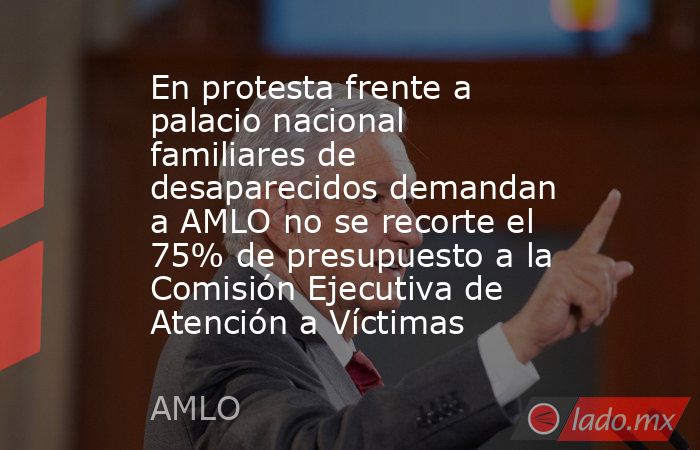 En protesta frente a palacio nacional familiares de desaparecidos demandan a AMLO no se recorte el 75% de presupuesto a la Comisión Ejecutiva de Atención a Víctimas. Noticias en tiempo real