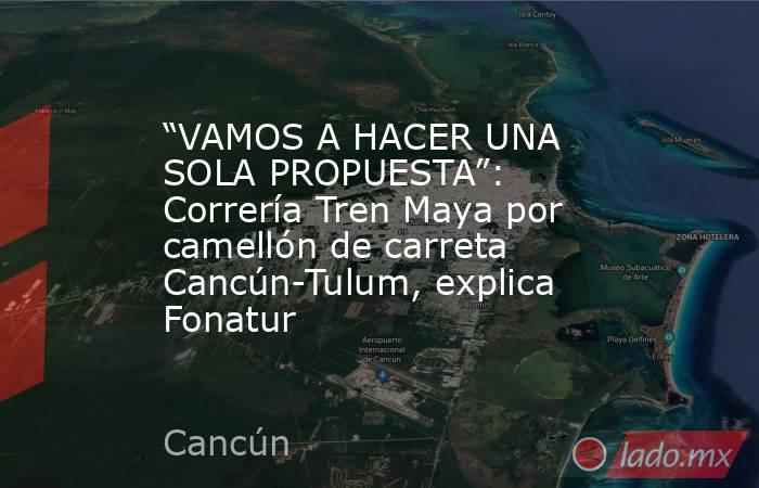 “VAMOS A HACER UNA SOLA PROPUESTA”: Correría Tren Maya por camellón de carreta Cancún-Tulum, explica Fonatur. Noticias en tiempo real