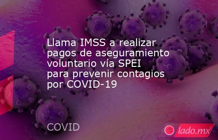 Llama IMSS a realizar pagos de aseguramiento voluntario vía SPEI para prevenir contagios por COVID-19. Noticias en tiempo real