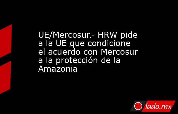 UE/Mercosur.- HRW pide a la UE que condicione el acuerdo con Mercosur a la protección de la Amazonia. Noticias en tiempo real