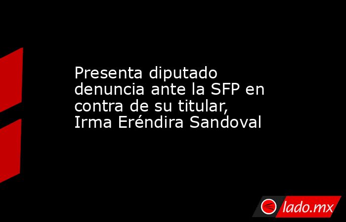 Presenta diputado denuncia ante la SFP en contra de su titular, Irma Eréndira Sandoval. Noticias en tiempo real