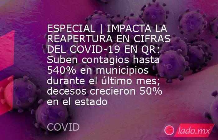 ESPECIAL | IMPACTA LA REAPERTURA EN CIFRAS DEL COVID-19 EN QR: Suben contagios hasta 540% en municipios durante el último mes; decesos crecieron 50% en el estado. Noticias en tiempo real