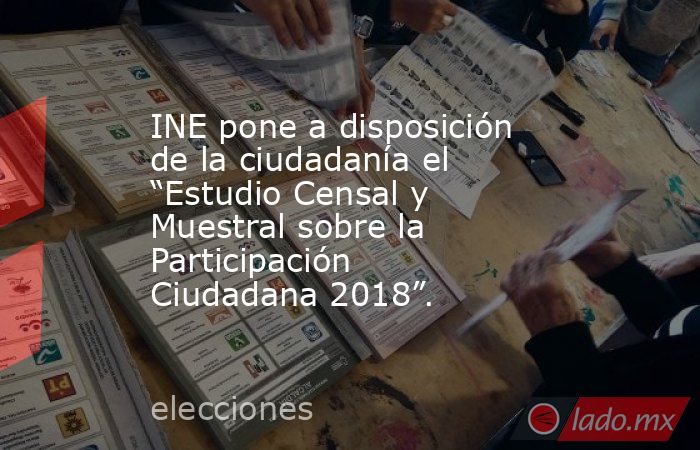 INE pone a disposición de la ciudadanía el “Estudio Censal y Muestral sobre la Participación Ciudadana 2018”.. Noticias en tiempo real