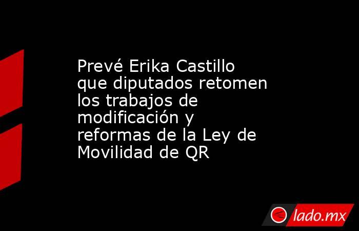 Prevé Erika Castillo que diputados retomen los trabajos de modificación y reformas de la Ley de Movilidad de QR. Noticias en tiempo real