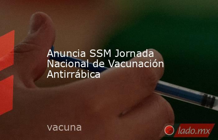 Anuncia SSM Jornada Nacional de Vacunación Antirrábica. Noticias en tiempo real