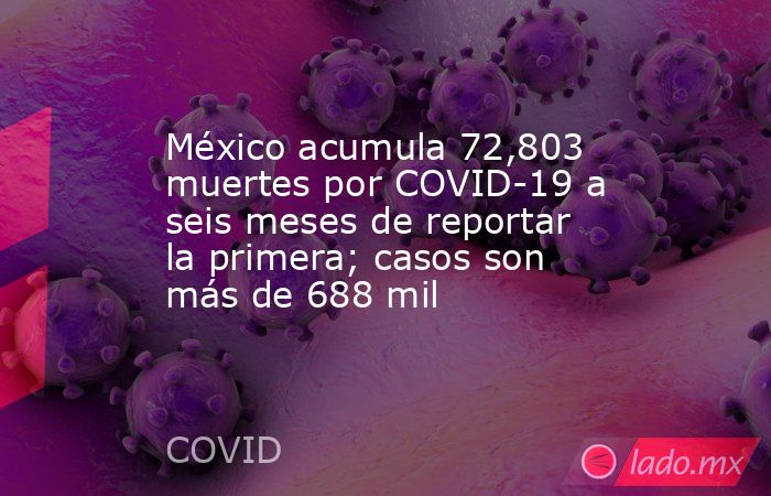 México acumula 72,803 muertes por COVID-19 a seis meses de reportar la primera; casos son más de 688 mil. Noticias en tiempo real