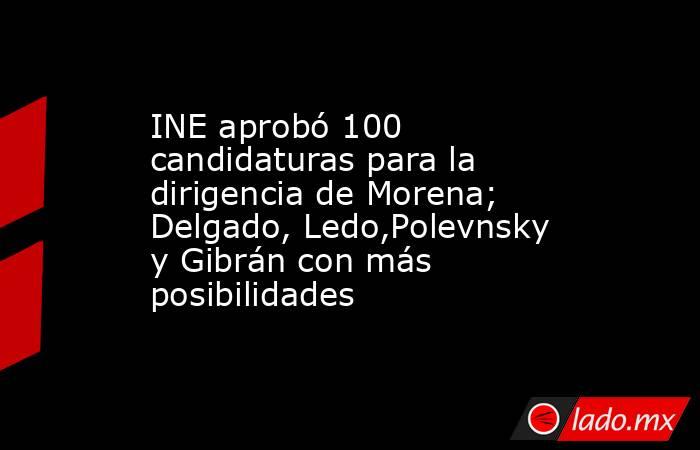 INE aprobó 100 candidaturas para la dirigencia de Morena; Delgado, Ledo,Polevnsky y Gibrán con más posibilidades. Noticias en tiempo real