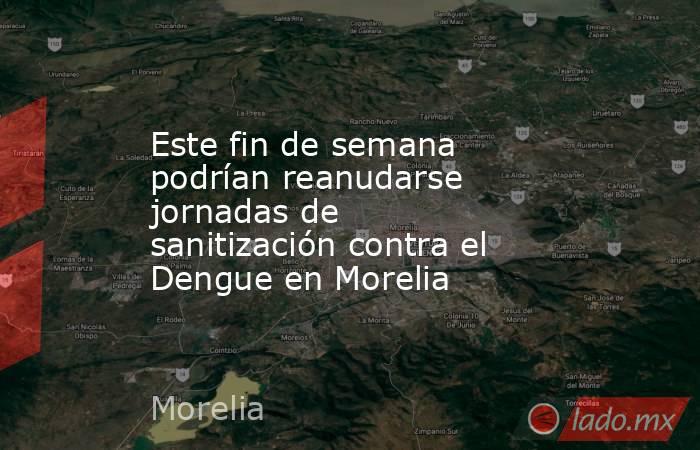 Este fin de semana podrían reanudarse jornadas de sanitización contra el Dengue en Morelia. Noticias en tiempo real