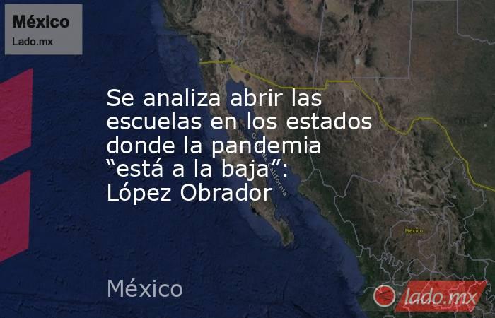 Se analiza abrir las escuelas en los estados donde la pandemia “está a la baja”: López Obrador. Noticias en tiempo real