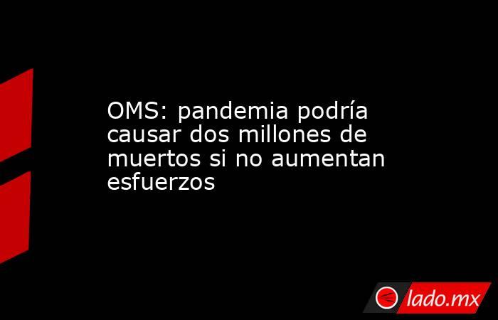 OMS: pandemia podría causar dos millones de muertos si no aumentan esfuerzos. Noticias en tiempo real