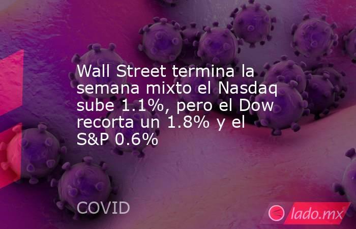 Wall Street termina la semana mixto el Nasdaq sube 1.1%, pero el Dow recorta un 1.8% y el S&P 0.6%. Noticias en tiempo real