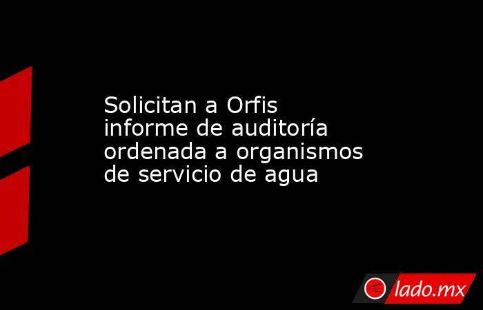 Solicitan a Orfis informe de auditoría ordenada a organismos de servicio de agua. Noticias en tiempo real