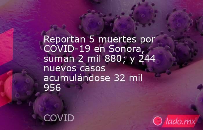 Reportan 5 muertes por COVID-19 en Sonora, suman 2 mil 880; y 244 nuevos casos acumulándose 32 mil 956. Noticias en tiempo real