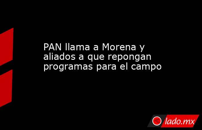 PAN llama a Morena y aliados a que repongan programas para el campo. Noticias en tiempo real