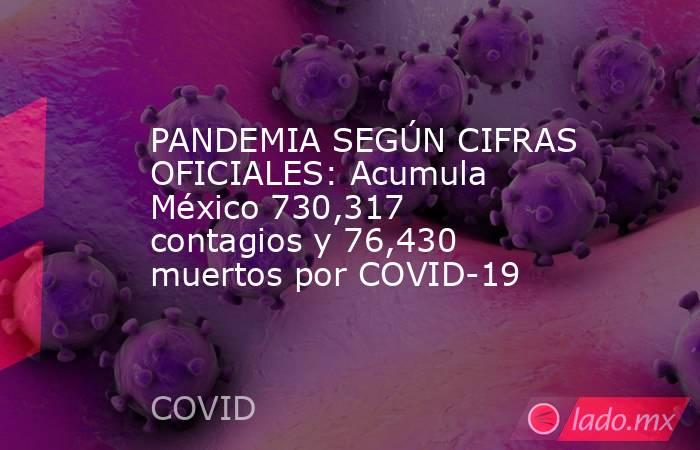 PANDEMIA SEGÚN CIFRAS OFICIALES: Acumula México 730,317 contagios y 76,430 muertos por COVID-19. Noticias en tiempo real