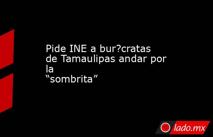 Pide INE a bur?cratas de Tamaulipas andar por la “sombrita”. Noticias en tiempo real