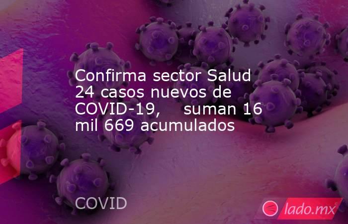 Confirma sector Salud 24 casos nuevos de COVID-19,    suman 16 mil 669 acumulados. Noticias en tiempo real