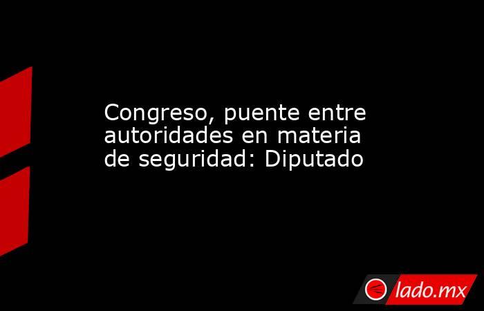 Congreso, puente entre autoridades en materia de seguridad: Diputado. Noticias en tiempo real