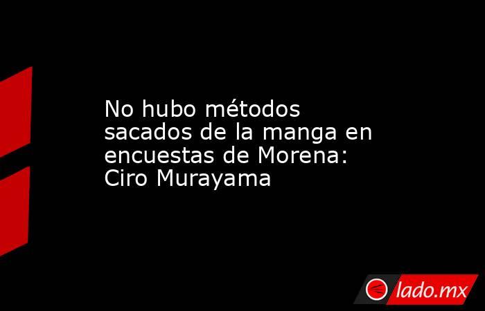 No hubo métodos sacados de la manga en encuestas de Morena: Ciro Murayama. Noticias en tiempo real