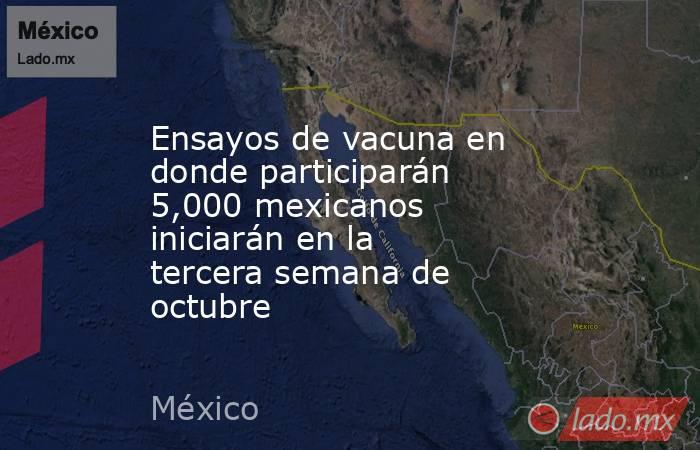 Ensayos de vacuna en donde participarán 5,000 mexicanos iniciarán en la tercera semana de octubre. Noticias en tiempo real