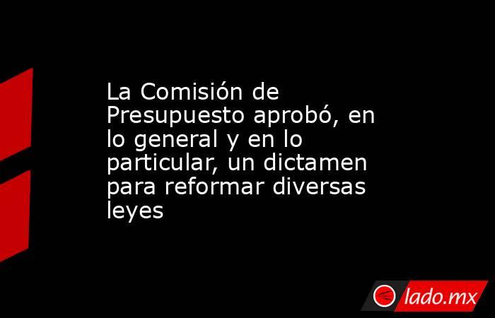 La Comisión de Presupuesto aprobó, en lo general y en lo particular, un dictamen para reformar diversas leyes. Noticias en tiempo real