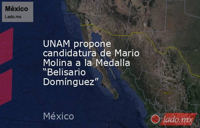 UNAM propone candidatura de Mario Molina a la Medalla “Belisario Domínguez”. Noticias en tiempo real