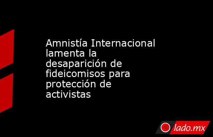 Amnistía Internacional lamenta la desaparición de fideicomisos para protección de activistas. Noticias en tiempo real