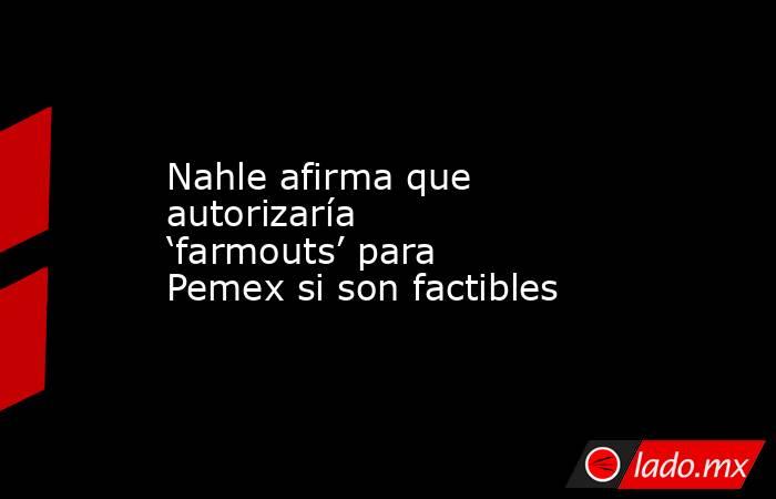 Nahle afirma que autorizaría ‘farmouts’ para Pemex si son factibles. Noticias en tiempo real