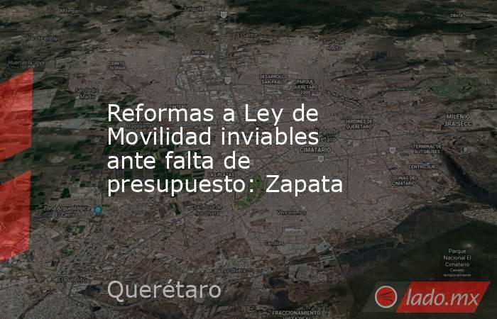 Reformas a Ley de Movilidad inviables ante falta de presupuesto: Zapata. Noticias en tiempo real