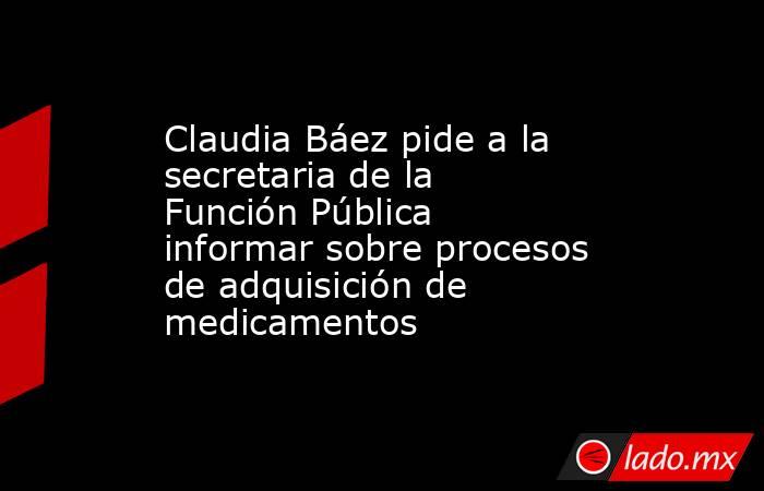 Claudia Báez pide a la secretaria de la Función Pública informar sobre procesos de adquisición de medicamentos. Noticias en tiempo real