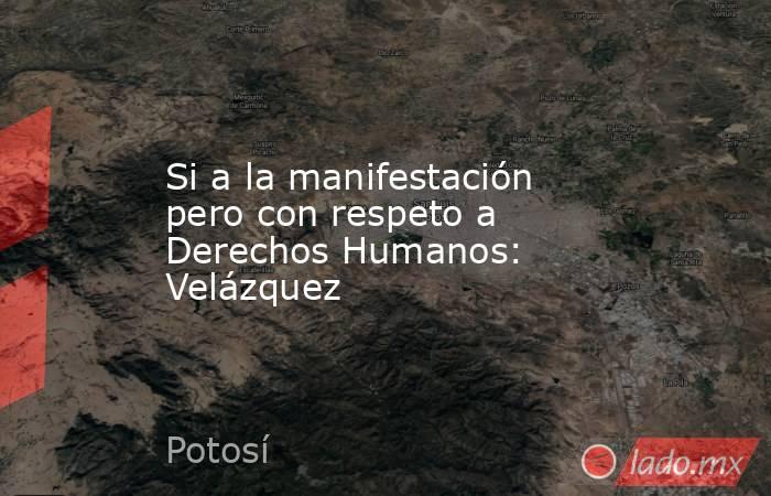 Si a la manifestación pero con respeto a Derechos Humanos: Velázquez. Noticias en tiempo real