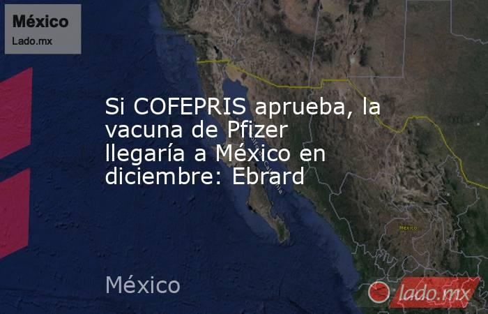 Si COFEPRIS aprueba, la vacuna de Pfizer llegaría a México en diciembre: Ebrard. Noticias en tiempo real