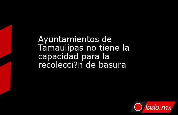 Ayuntamientos de Tamaulipas no tiene la capacidad para la recolecci?n de basura. Noticias en tiempo real