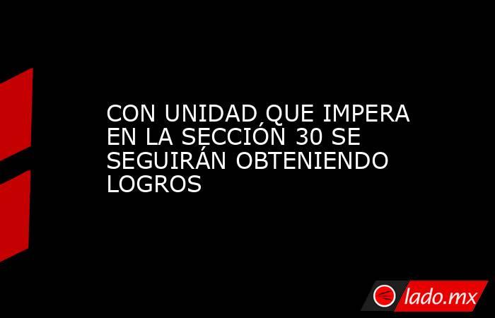 CON UNIDAD QUE IMPERA EN LA SECCIÓN 30 SE SEGUIRÁN OBTENIENDO LOGROS. Noticias en tiempo real