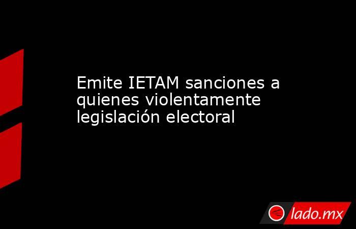 Emite IETAM sanciones a quienes violentamente legislación electoral. Noticias en tiempo real