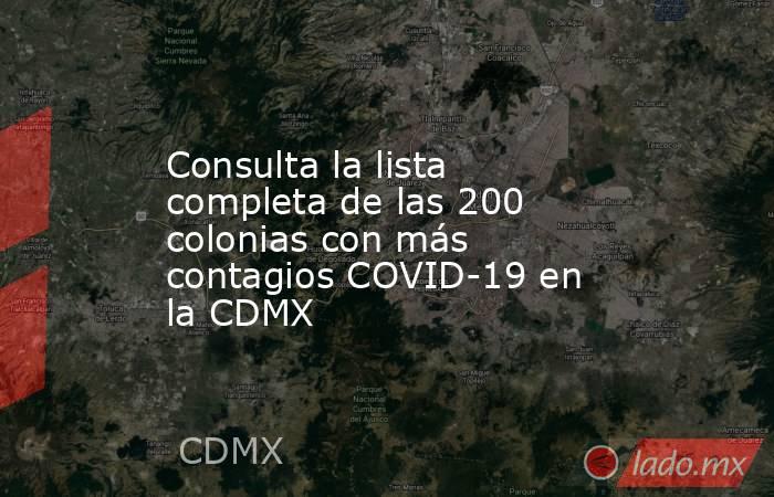 Consulta la lista completa de las 200 colonias con más contagios COVID-19 en la CDMX. Noticias en tiempo real