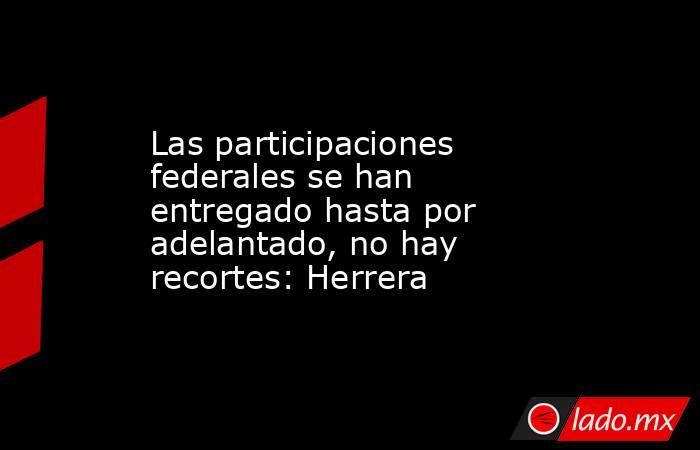 Las participaciones federales se han entregado hasta por adelantado, no hay recortes: Herrera. Noticias en tiempo real