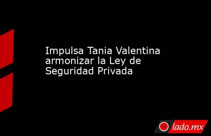 Impulsa Tania Valentina armonizar la Ley de Seguridad Privada. Noticias en tiempo real