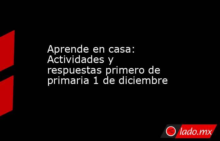 Aprende en casa: Actividades y respuestas primero de primaria 1 de diciembre. Noticias en tiempo real