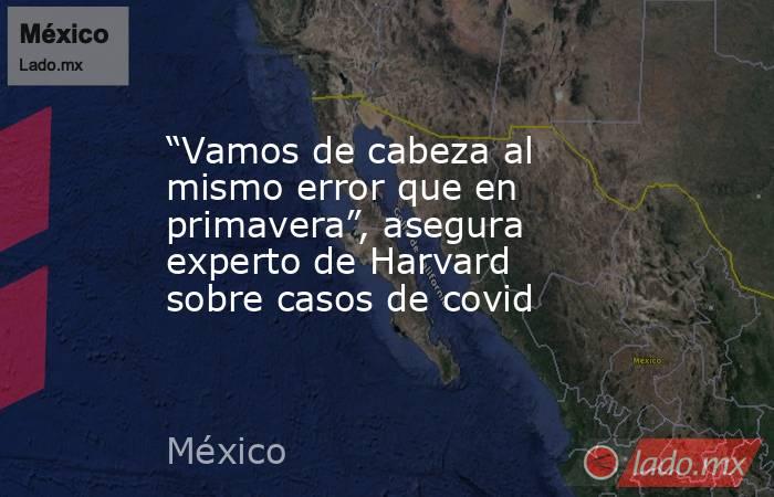 “Vamos de cabeza al mismo error que en primavera”, asegura experto de Harvard sobre casos de covid. Noticias en tiempo real