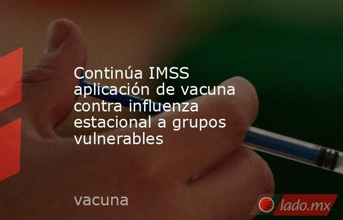 Continúa IMSS aplicación de vacuna contra influenza estacional a grupos vulnerables. Noticias en tiempo real