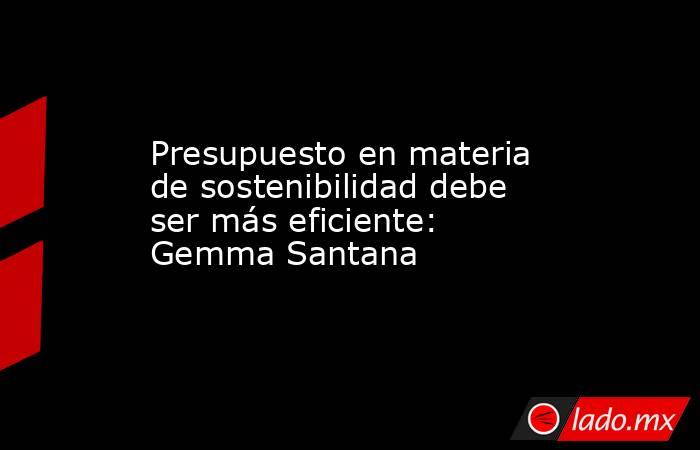 Presupuesto en materia de sostenibilidad debe ser más eficiente: Gemma Santana. Noticias en tiempo real