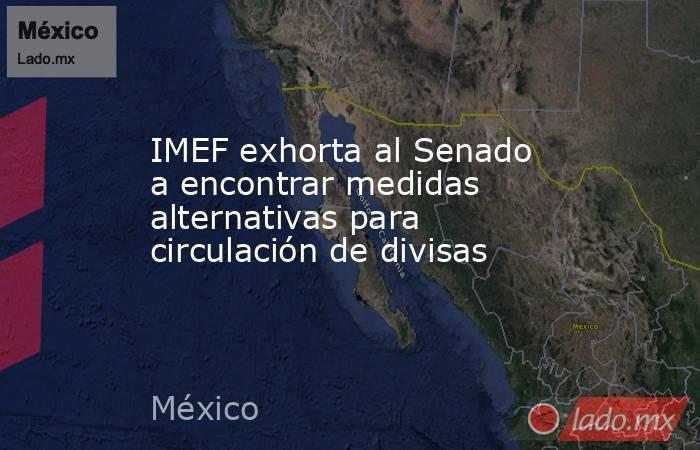 IMEF exhorta al Senado a encontrar medidas alternativas para circulación de divisas. Noticias en tiempo real