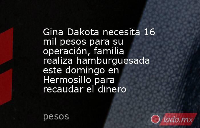 Gina Dakota necesita 16 mil pesos para su operación, familia realiza hamburguesada este domingo en Hermosillo para recaudar el dinero. Noticias en tiempo real